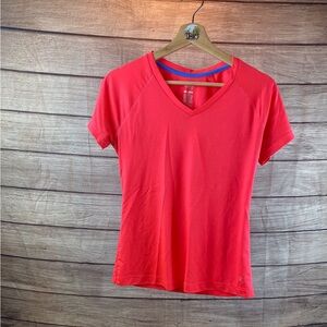 Danskin Coral-Red V-Neck Short Sleeve Active Tee